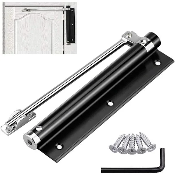 Dörrstängare, justerbar dörrstängare i aluminiumlegering, fjäderbelastad dörrstängare för hushållsbruk, ytmonterad automatisk stängningsanordning, 