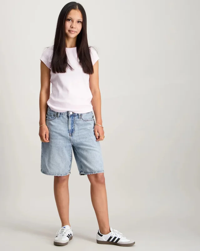 Abercrombie AFB LONG DENIM SHORT Hvit Shorts Jente - Kids Brand Store