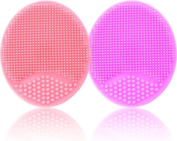 Babybad Silikone Massage Eksfolierende Børste 2 Styk (pink + lys lilla)