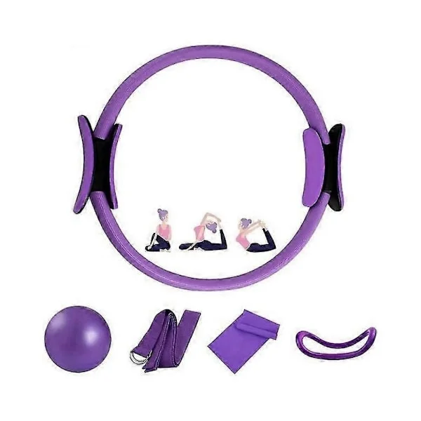 5 st Pilates Ring Set 14 Yoga Fitness Magic Circle Pilates Utrustning Dubbelhandtag Träningscirkel för Hemmabruk - Perfekt