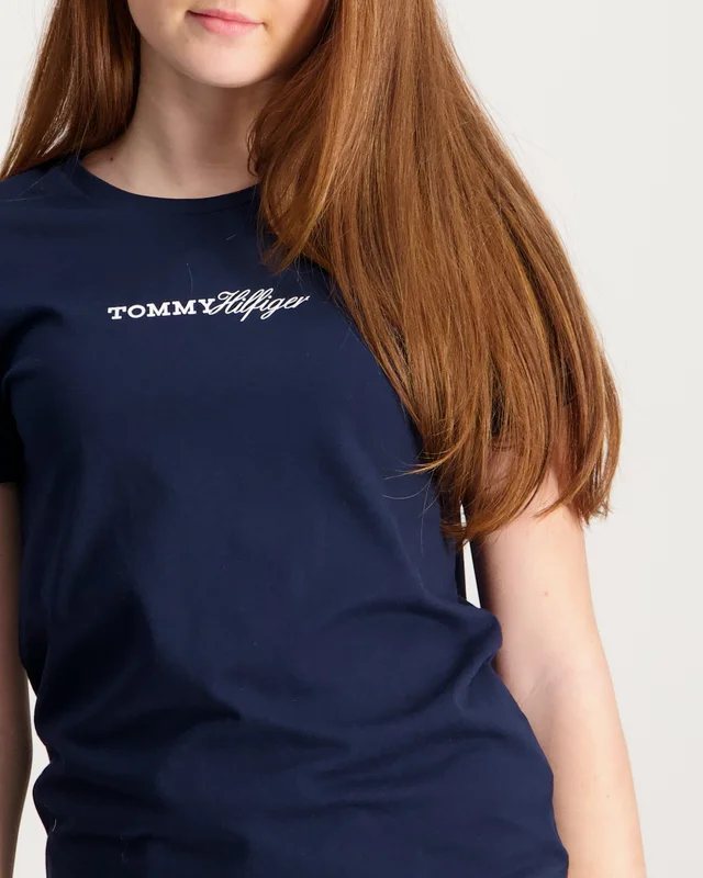 Tommy Hilfiger TOMMY SCRIPT TEE SS Blå T-shirts Tjej - Kids Brand Store