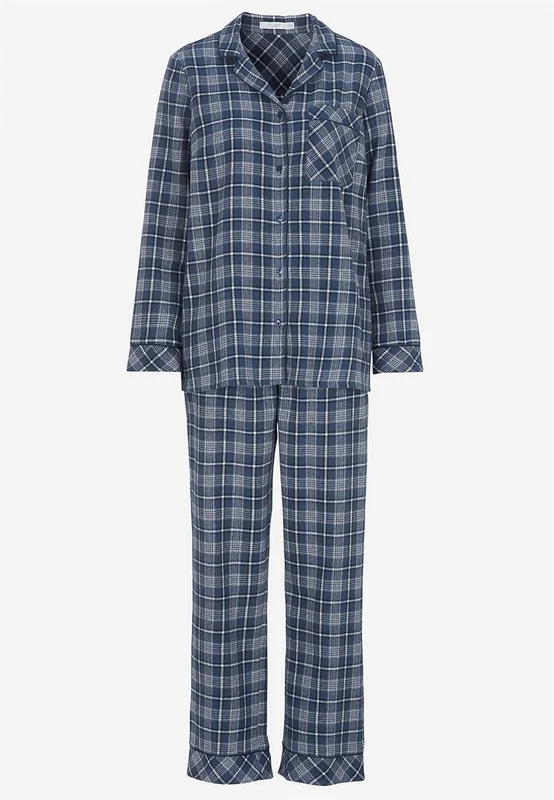 Cellbes of Sweden - Ternet pyjamas i flonel i blå / ternet til damer i størrelse 34/36