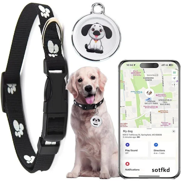 GPS Tracker för Hund & Katt, Vattentät Husdjurstracker utan Månadsavgift, Kompatibel med Android & iOS