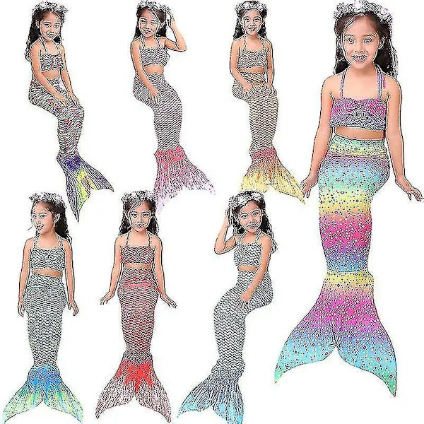 Hög kvalitet Barn Flickor Mermaid Tail Bikinikostymer Badkläder Badkläder Badkläder