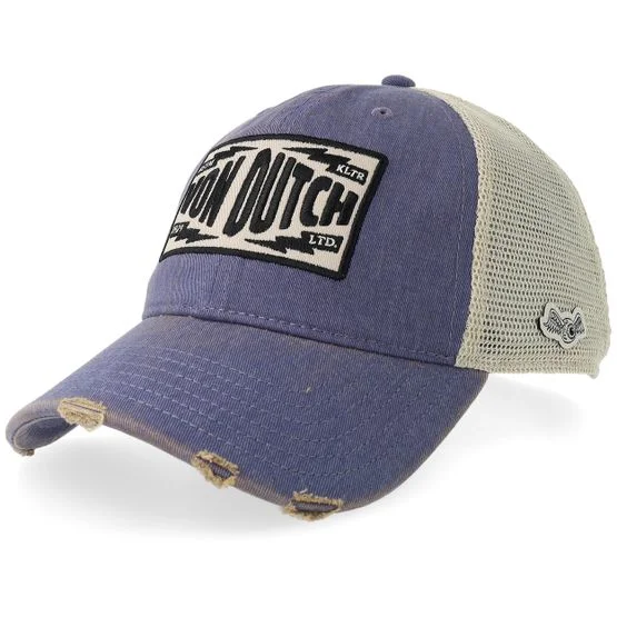 Von Dutch - Blau trucker Cap - Distressed Blue/White Trucker @ Hatstore