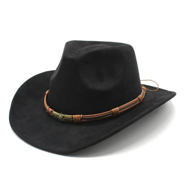 Cowboyhatt för kvinnor och män Western Mockahatt Panama Hatt Cowboy och Cowgirl Hatt Filt Bredbrättad Fedora Hatt - Svart