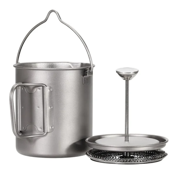 Bestargot Camping Titan Mugg Kopp Outdoor, 750ml max French Press Titan Camping Köksredskap Kaffeebereiter Kann, Camping Kaffeebryggare, Rund
