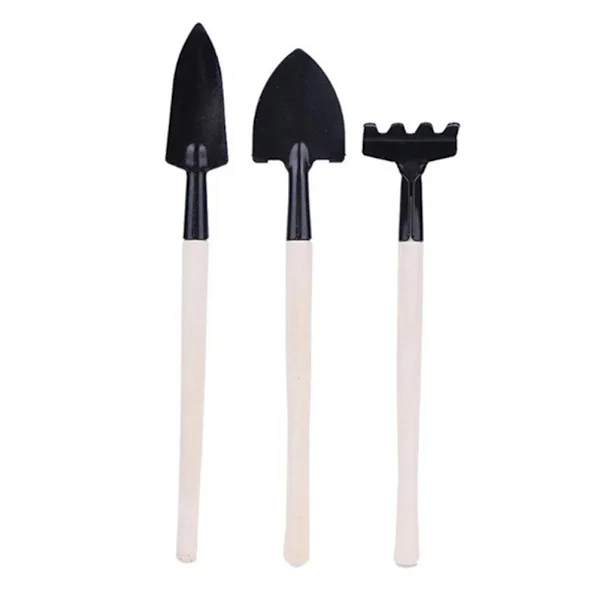 3 Set Mini Trädgårdsredskap Set Trähandtag Spade Kratta Skyffel Trädgårdsredskap
