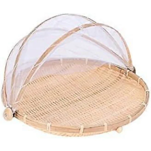 Round Bamboo Basket with Lid, for Vegetables/Fruits, Bread, Storage Basket