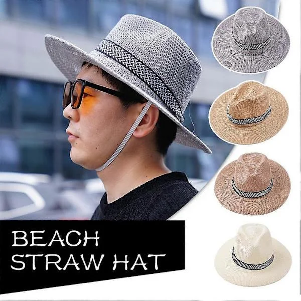 Beige.(A)One size$Solskydd stråhatt herr cylinderhatt solhatt Panama