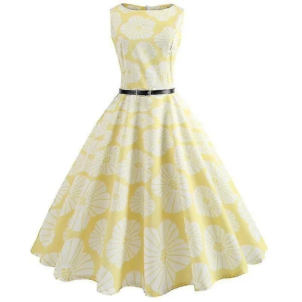 Dame Vintage 50'er 60'er Swing Blomstret Midi Kjole Fest Cocktail Midi Kjoler Prom Kjole