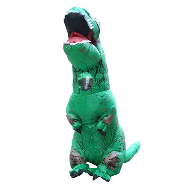 Halloween Dinosaurie Oppblåsbar Kostyme Tyrannosaurus Dinosaur Kostyme Tegneserie Gående Dukke Fest Cosplay Kostyme Grønn Tyrannosaur