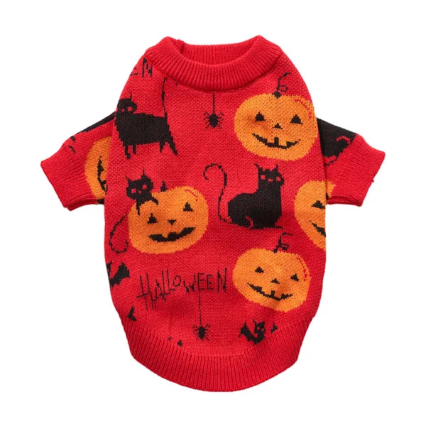 Hösttröja Pumpa Hund Katt Halloween Tröja Hund Halloween Kostym Husdjur Halloween Husdjur Stickad Katt Pumpa Tröja_tfrf