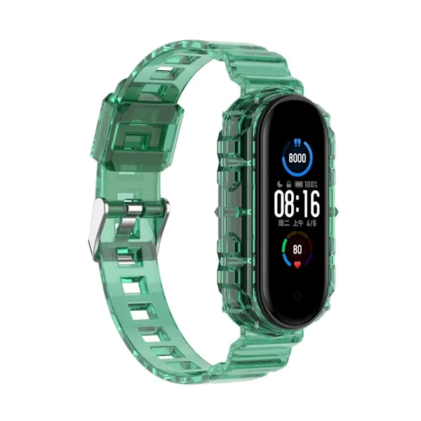 Smart Watch Erstatningsremme PU Blød Gummi Smart Watch Armbånd til Xiaomi Band 7 Transparent Grøn