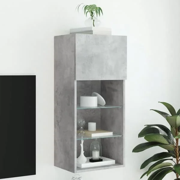 vidaXL TV-bänk med LED-lampor, väggmonterat TV-skåp med förvaring, hängande TV-enhet för vardagsrum, 837049