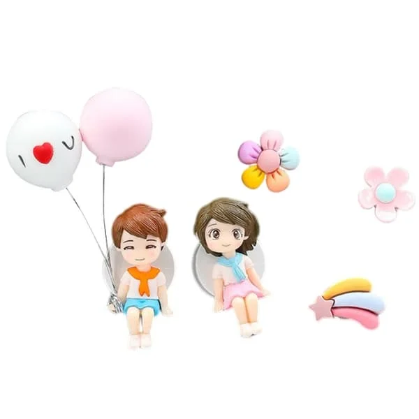 Søde Tegneserie Par Action Figur Figurer Bil Ornament Bil Luftventil Aromaterapi Luftfrisker Bil Instrumentbræt Dekoration