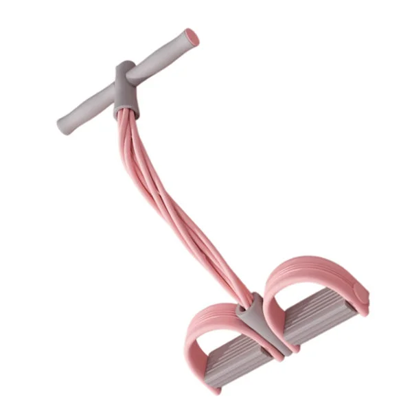 6-Tube Foot Pedal Resistance Band for Abs and Core - Home Trainer with EVA+TPE, Adjustable Resistance, Multiple Colors Pink+grey[TT]