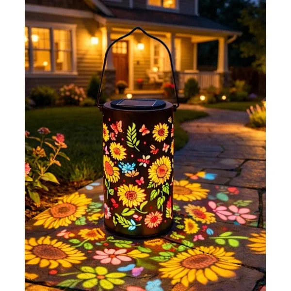 [KK]Colorful Sunflower Glow Solar Lamp for Garden, Waterproof Outdoor Sunflower Lights, Solar Powered Hanging Lantern for Patio Yard Walkway Colorful 