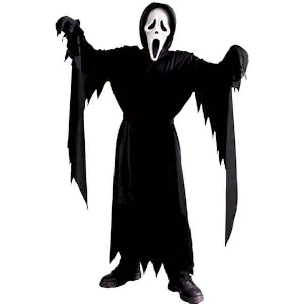 Ghostface Scream-kostyme for gutter med hansker - Halloween-skrekkantrekk [JUN]
