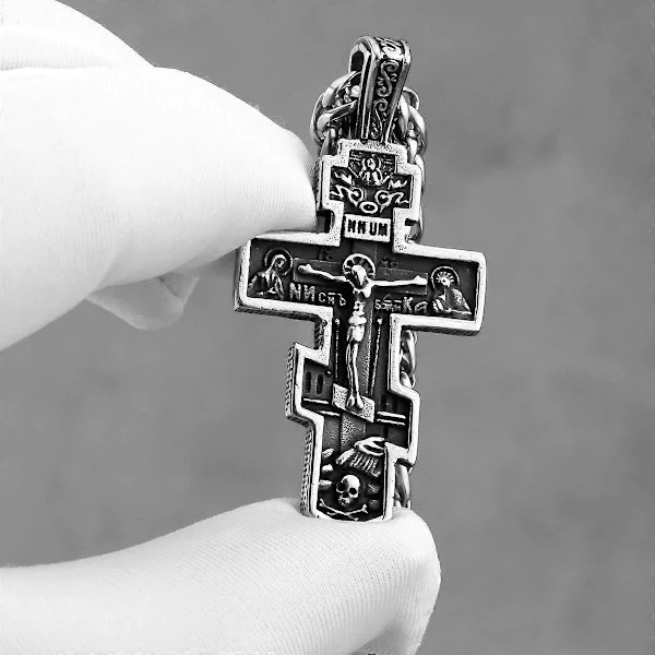 Vintage Jeesus Risti Kaulakoru Miesten Ruostumaton Teräs Usko Kristitty Amuletti Riipus Kaulakoru Uskonnolliset Miesten Korut Lahja Vain Riipus
