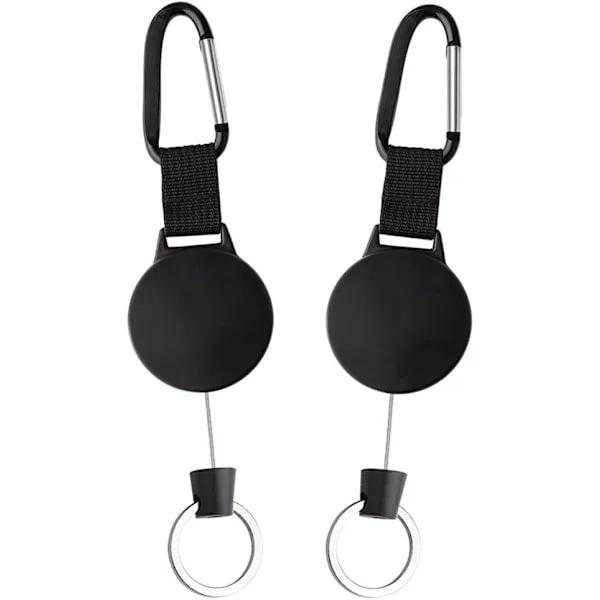 3 st ID-korthållare Jojo Heavy-duty utdragbar nyckelring Retractable Key Roll Key Jojo Key Chain med 65 cm/25 tum ståltrådskabel, Svart