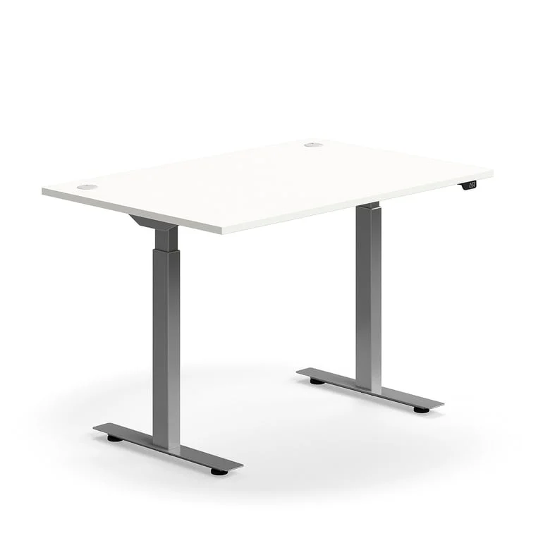 Skrivbord, höj- och sänkbart, 1200x800 mm, silver/vit