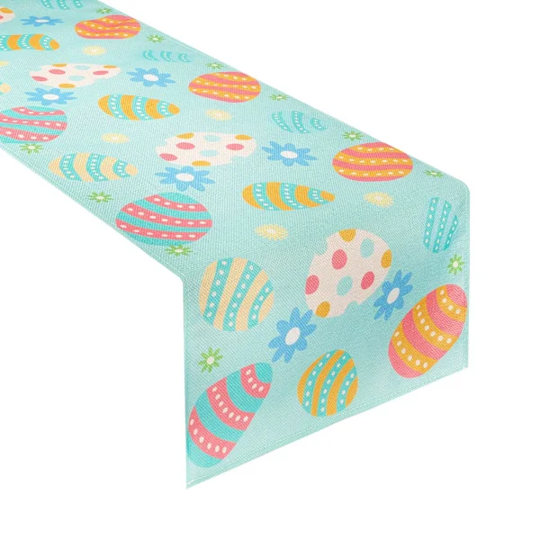 [KK] 12,9x72 tum Easter Day Table Runner, Linen Colored Eggs Table Runner Easter Rectangle Tablecloth Decorations for Home Dining Festival Parties