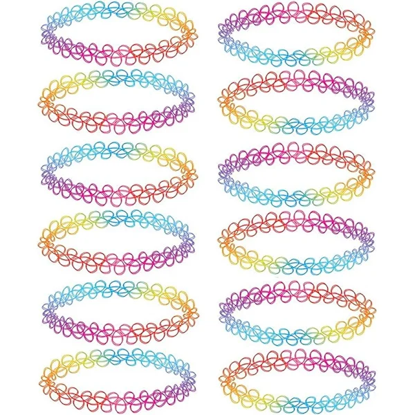 12-pack Choker Halsband Set Henna Tatuering Stretch Elastiska Smycken Kvinnor Flicka Gåva
