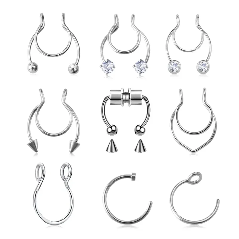 AliExpress - 1pc Fake Nasenring für Frauen Männer 20G Chirurgenstahl Faux Piercing Schmuck Fake Piercing Hoop Lip Septum Nasenringe Körperschmuck