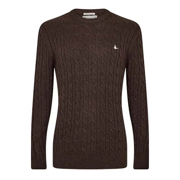 Jack Wills Herr Marlow Kabelstickad Tröja i Merinoull L Svart Co