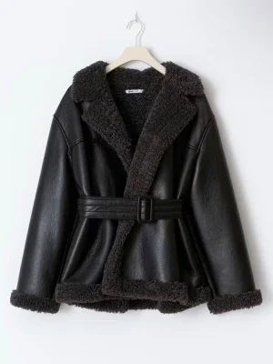 teddy pu belted jacket - Gina Tricot