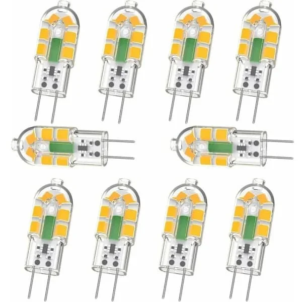 G4 LED-lampa, G4 LED-lampa 2W 200LM, Motsvarar 20W G4 Halogenlampa, Varmvit 3000K, AC/DC 12V, Flimmerfri, Ej Dimbar, 10-pack