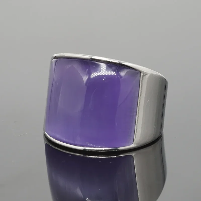 AliExpress - Bagues exagérées en acier inoxydable pour femmes et hommes, pierre d'oeil de chat multicolore violette, alliances féminines, grands 