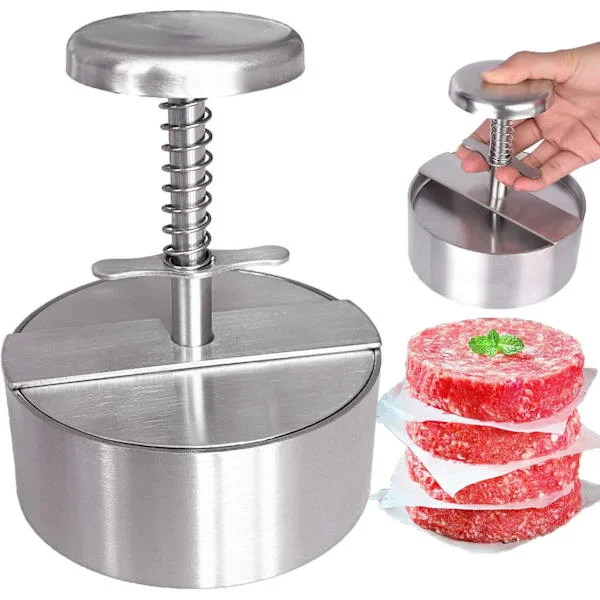 Burgerpress Hamburgare Patty Maker i Rostfritt Stål Grill Stekhäll Platt Duty för Nötfärs Diskmaskinssäker