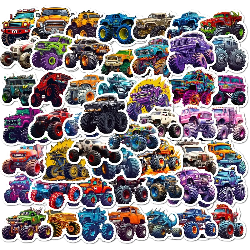 AliExpress - 50 Stuks Monster Truck Stickers, Vrachtwagen Auto Stickers Voor Kinderen, Auto Stickers Waterdicht Voor Telefoonhoes Laptop Koffer