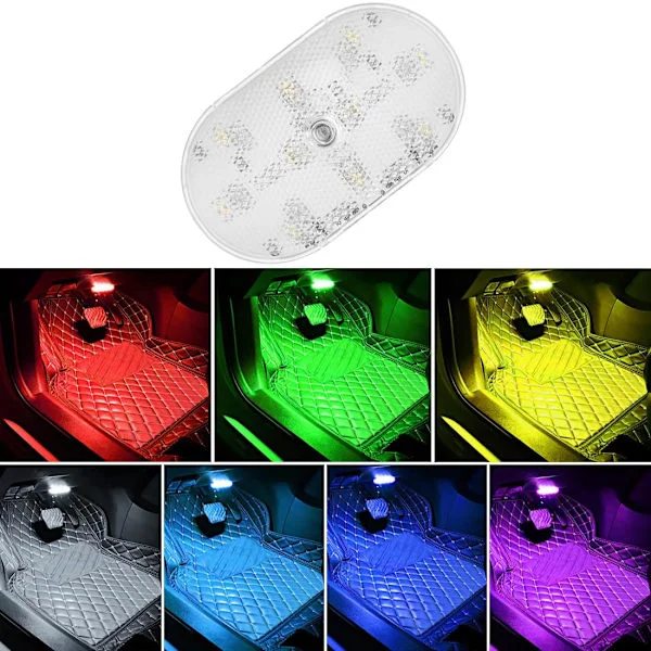 Opgraderet version bil touch LED-lampe, bil LED-lys interiør, 7 farver stemningsbelysning bil interiør, USB genopladelig bil læselampe 1 stk.