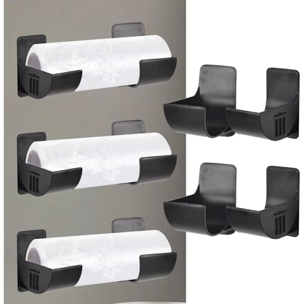 4-delt matfolieholder for dør oppbevaring. Aluminiumfolieholder. Veggmontert oppbevaringsboks i plast. Skap, baderom og kjøleskap