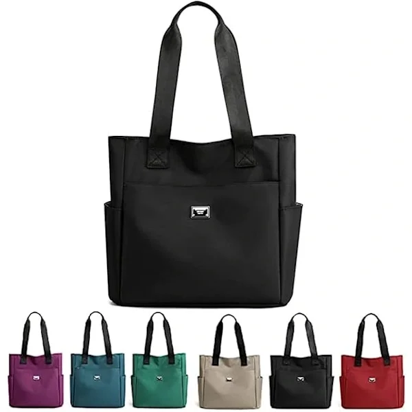 Tøyvesker for Kvinner Nylon Skulderveske Stor Kapasitet Vanntett Crossbody Håndveske for Skole Shopping Reise Arbeid Daglig Bruk Svart