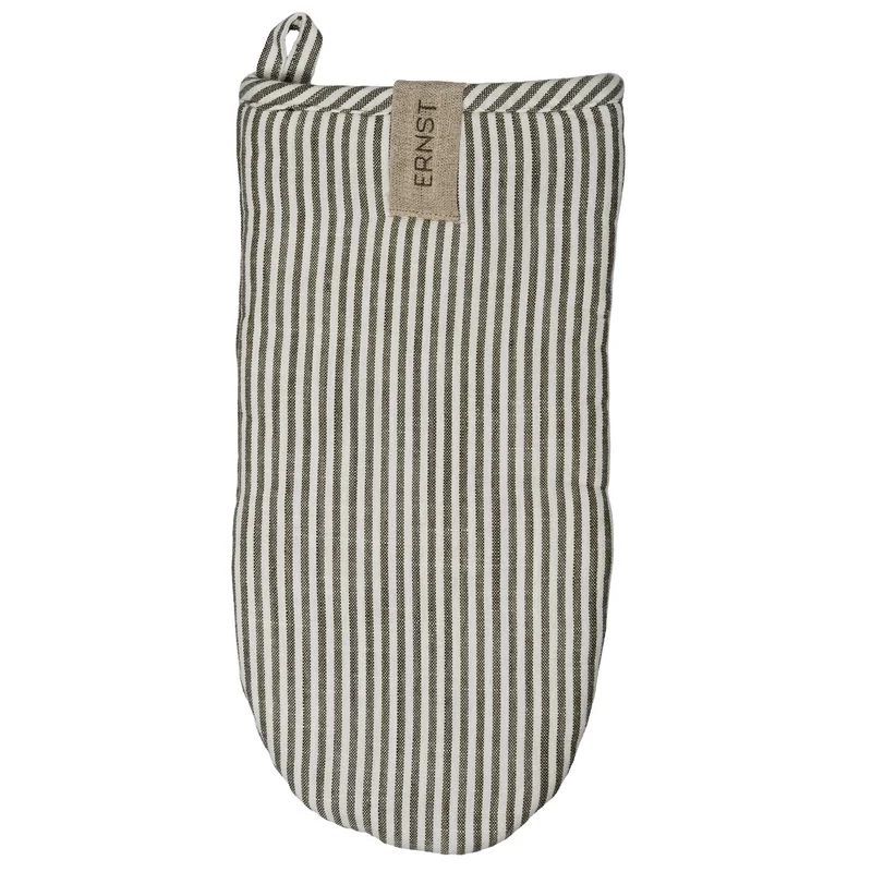 Ernst Grillhandske 16 x 30 cm smalstribet, salvie/hvid | KitchenOne