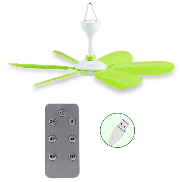 5W Fjärrkontroll Timer USB Takfläkt 5V USB Takfläkt för Säng Camping Utomhus Hängande för Husbilstält Hängare Fläkt