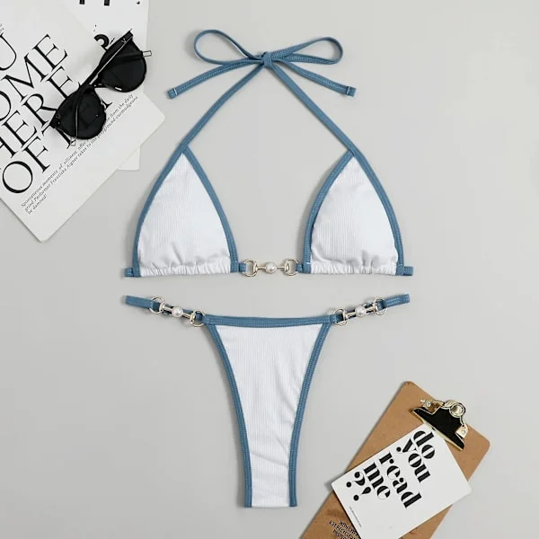 Sexig Tvådelad Bikini Set Dam Slumpmässigt Tryck Bikini Set Push-Up Baddräkt Sandstrand Badkläder