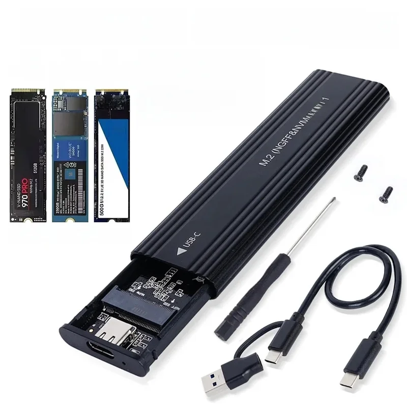 AliExpress - M2 SSD-Gehäuse NVME SATA Dual Protocol M.2 auf USB Typ C SSD-Gehäuseadapter NVME SATA SSD-Festplattenbox unterstützt M-Tasten und B&M-