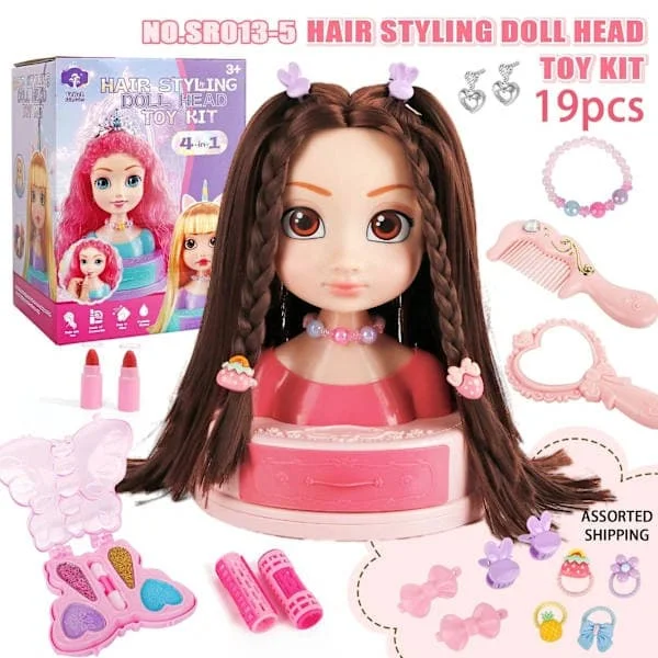 Makeup Doll for Children, Headdress, Dress-up, Beauty, Princess, Girl, Handmade Toy Gift SR005-19