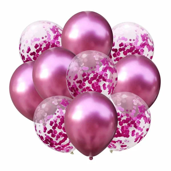 10-pak Balloner Rosa Metalliske Konfettiballoner Fødselsdag