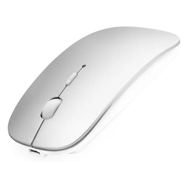 Uppladdningsbar trådlös mus för bärbar dator Mac iPad, trådlös Bluetooth-mus med tysta klick, justerbar DPI, bärbar ergonomisk mus med dubbla lägen