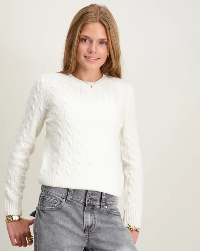 Polo Ralph Lauren Cable-Knit Wool-Cashmere Sweater Weiß Pullover Mädchen - Kids Brand Store