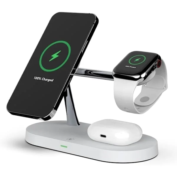 3-in-1 Wireless Charger 15W Fast Wireless Charging Station for iPhone 16/15/14/13/12, Apple Watch and AirPods Multiple Devices