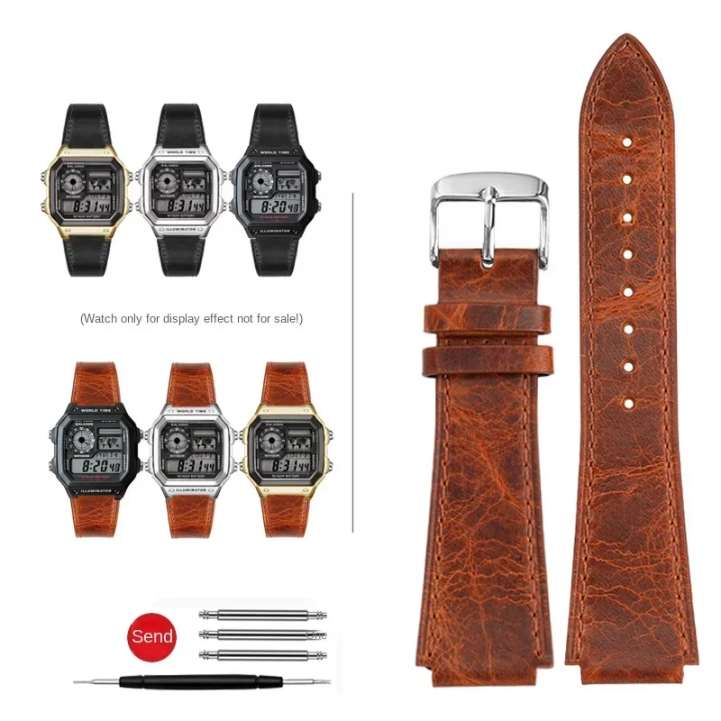 AliExpress - Für Casio Retro Echtes Leder Armband AE1200/1300 A158W/159/A168 F-91W W-216H Vintage Uhrenarmband Kalbsleder Armband 18MM