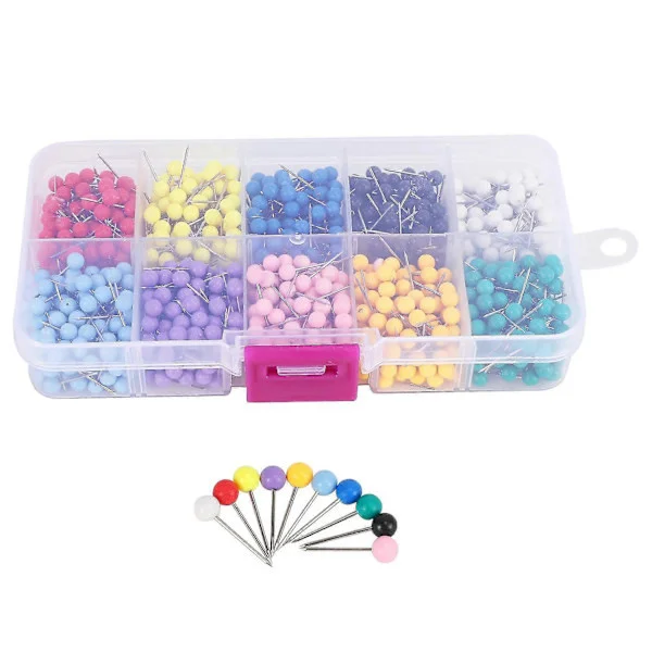 1000 st häftstift, häftstift med plasthuvud och stålspets, anslagstavla, säkerhetsfärgade häftstift för kontor och skola