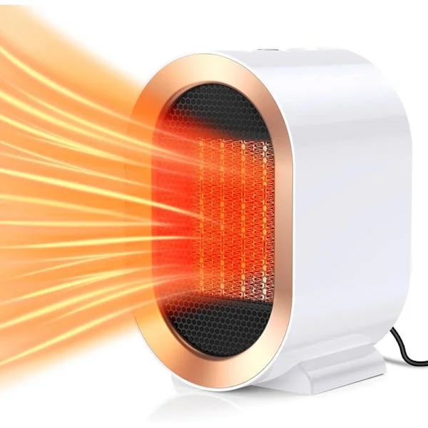 Snq 1200W Vifteovn, Elektrisk Varmeovn med 2 Moduser, Bærbar PTC Keramisk 3S Rask Oppvarming, Stillegående, Personlig Varmeovn for Hjemmekontor, Hvit